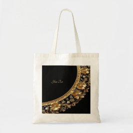 Bolsa de mão com flores ornamentais douradas