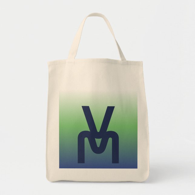 Bolsa de mão com gradiente azul e verde Monogram (Frente)