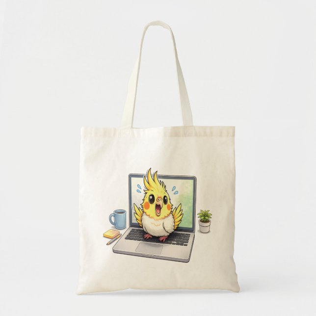 Bolsa de mão com imagem de um lindo pássaro Cockat (Frente)