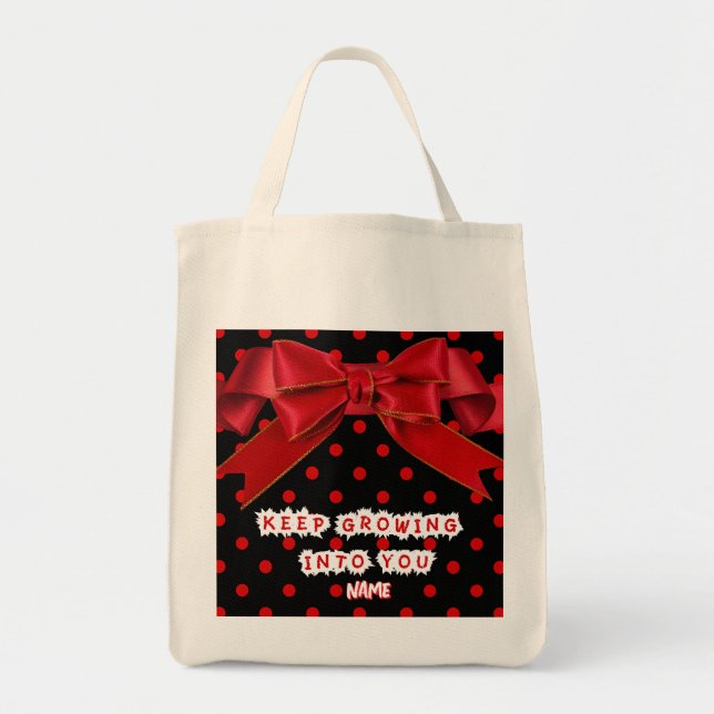 Bolsa de mão com laço de bolinhas vermelhas person (Frente)