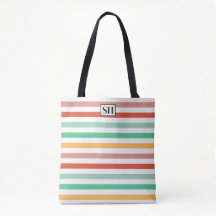 Bolsa de mão com listras coloridas e monograma