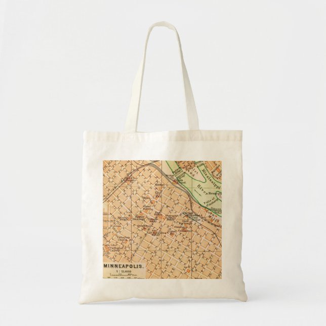 Bolsa de mão com mapa antigo de Minneapolis (Frente)