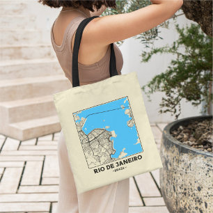Bolsa de mão com mapa da cidade do Rio de Janeiro,