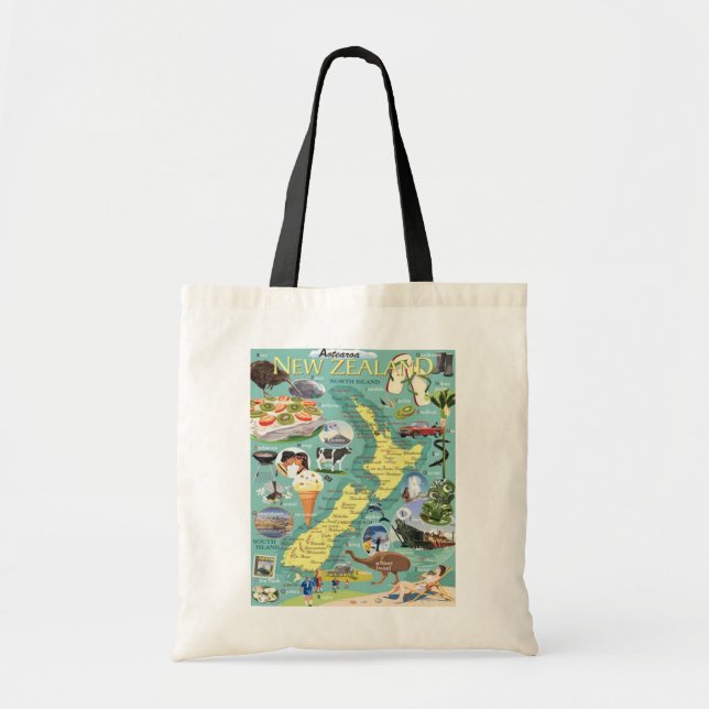Bolsa de mão com Mapa da Nova Zelândia (Frente)