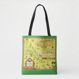 Bolsa de mão com mapa ilustrado das Ilhas Bahamas