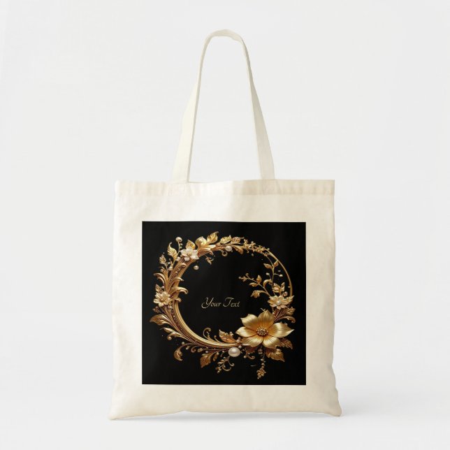 Bolsa de mão com moldura ornamentada em floral dou (Frente)