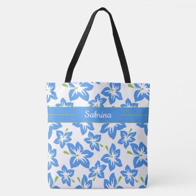 Bolsa de mão com monograma de Hibisco Azul (Frente)