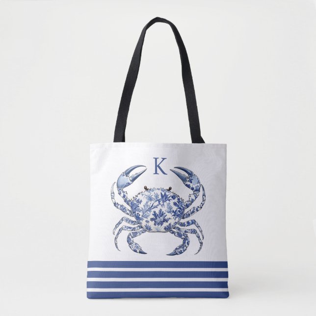 Bolsa de mão com monograma náutico costeiro de car (Frente)