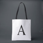 Bolsa de mão com monograma personalizado e nome<br><div class="desc">Presente com monograma personalizado e nome
apresenta monograma personalizado e nome em estilo de fonte serif clássico.</div>