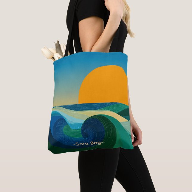 Bolsa de mão com nome personalizado Pôr do Sol Bau (Close Up)