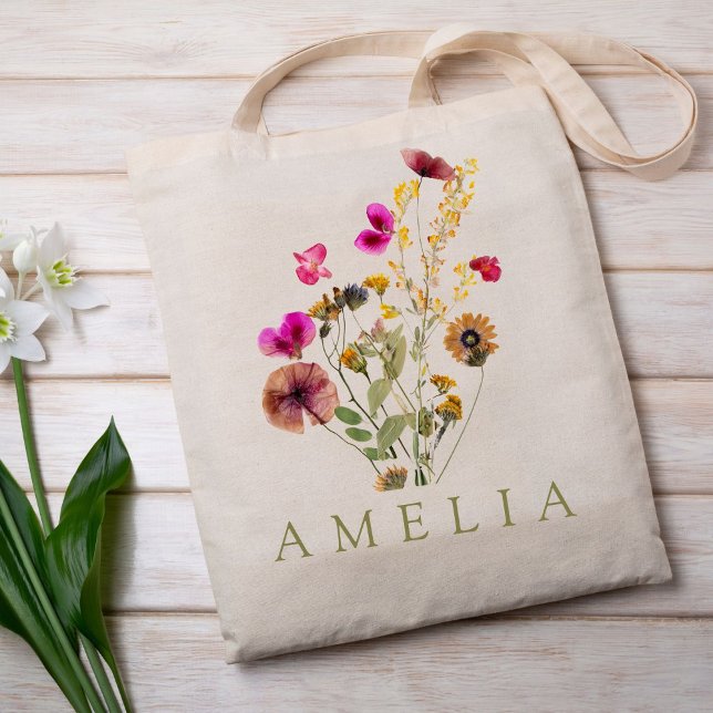 Bolsa de mão com nome personalizado Wildflower (Criador carregado)