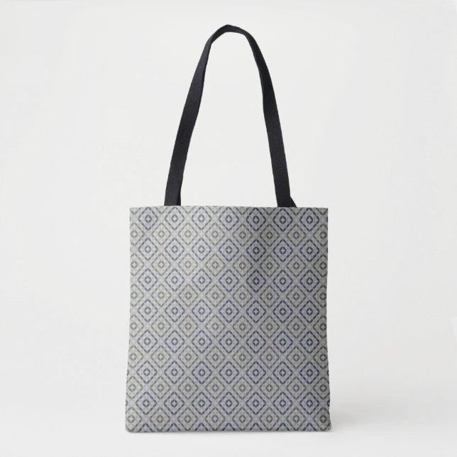 Bolsa de mão com padrão cinza retrô (Frente)