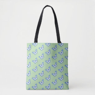 Bolsa de mão com padrão de borboleta azul