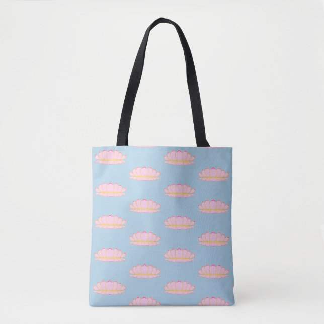 Bolsa de mão com padrão de flor de lótus rosa (Frente)