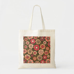 Bolsa de mão com padrão de flores retrô dos anos 7