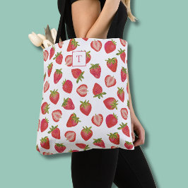 Bolsa de mão com padrão de monograma de morango