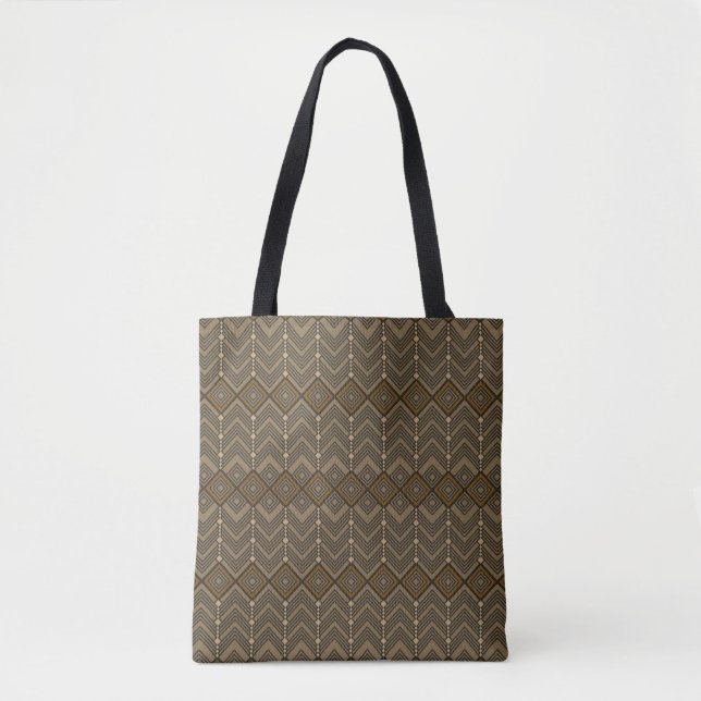Bolsa de mão com padrão de ziguezague e diamante e (Frente)