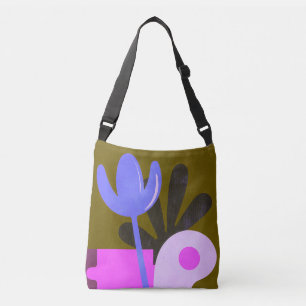 Bolsa de mão com padrão floral abstrato roxo moder