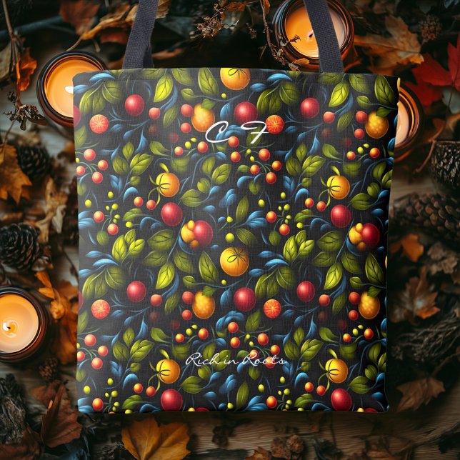 Bolsa de mão com padrão floral e de frutas Lush Kh (Criador carregado)