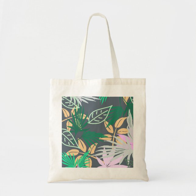 Bolsa de mão com padrão tropical de folhas de palm (Frente)