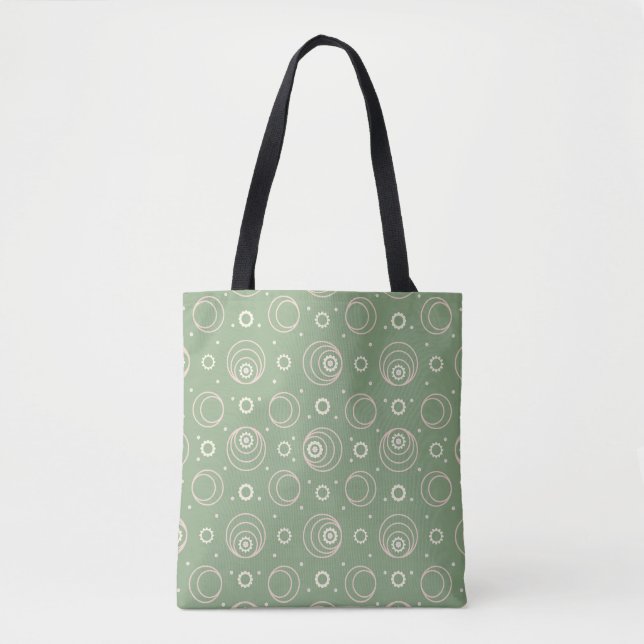 Bolsa de mão com padrão verde de órbita retrô (Frente)