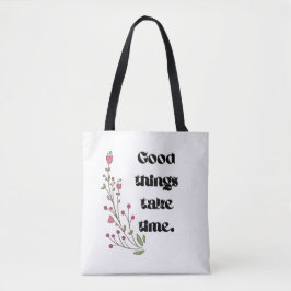 Bolsa de mão com tipografia botânica minimalista