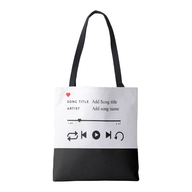 Bolsa de mão com título de música personalizado |  (Favorite Song shopping Book Tote Bag)