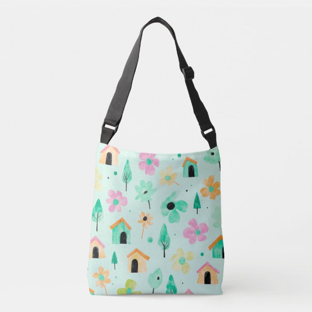 Bolsa de mão de arte floral moderna (Frente)