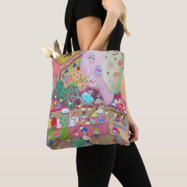 Bolsa de mão de arte retrô Cena do Mercado LALATOW