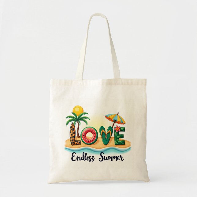 Bolsa de mão de desenho animado de praia tropical  (Frente)