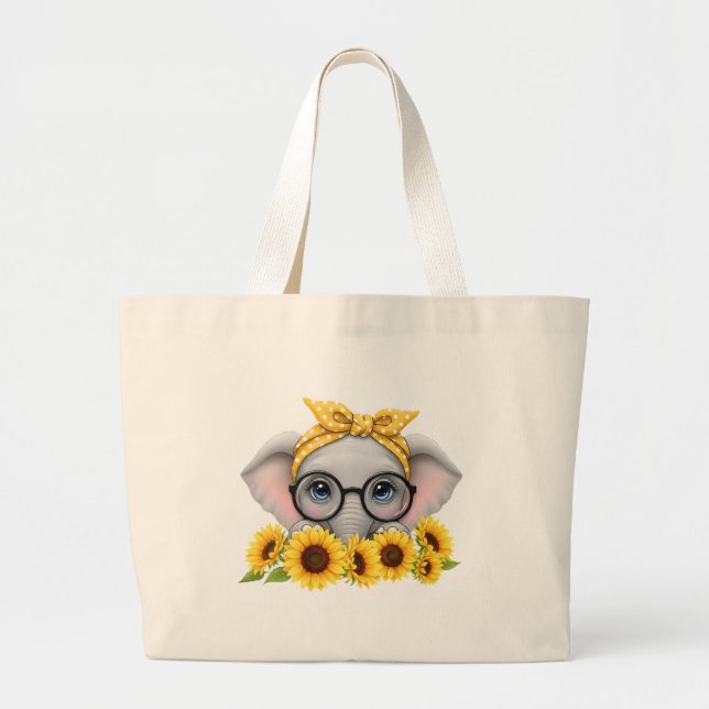 Bolsa de mão de girassol de elefante fofa (Frente)