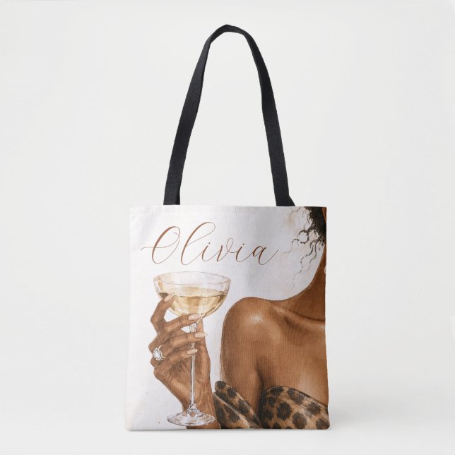 Bolsa de mão de moda feminina preta personalizada (Frente)