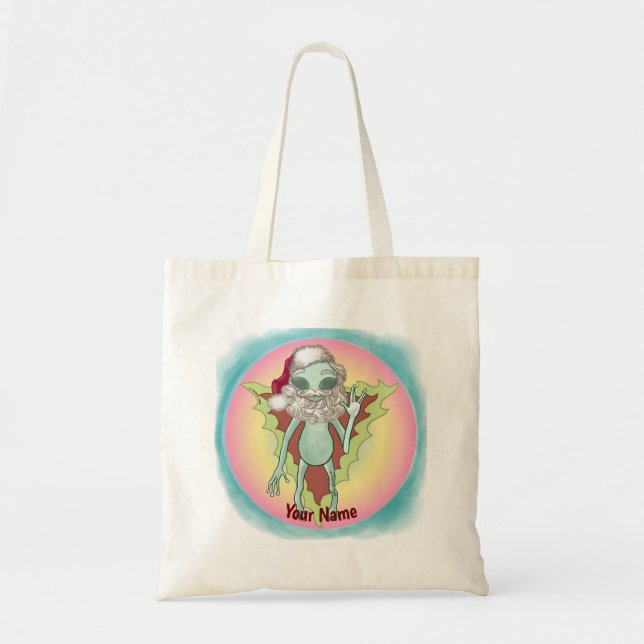 Bolsa de mão de Papai Noel Alien Ficção Científica (Frente)