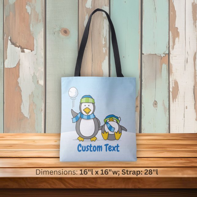 Bolsa de mão de pinguins jogando bola de neve (Criador carregado)