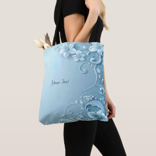 Bolsa de mão decorativa floral azul