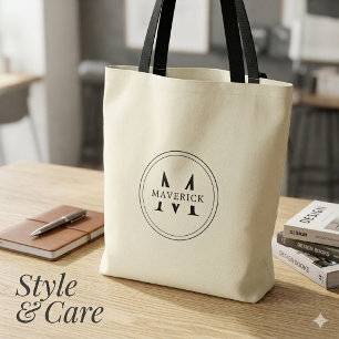 Bolsa de mão diária com nome inicial personalizado