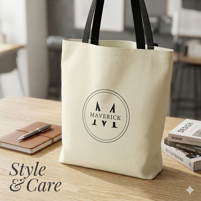 Bolsa de mão diária com nome inicial personalizado (Stylish Custom Initial Name Everyday Tote Bag)