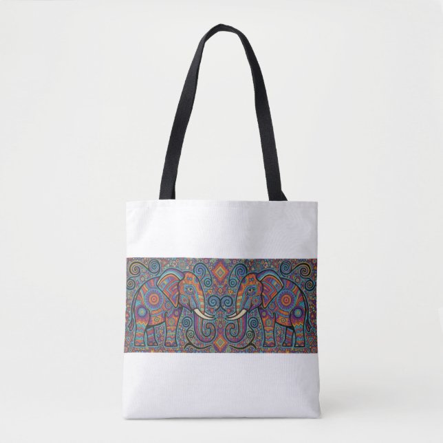 Bolsa de mão elefantes Vibrante Espírito Tribal (Frente)
