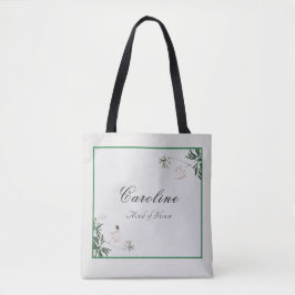 Bolsa de mão elegante botânica com flor de cerejei
