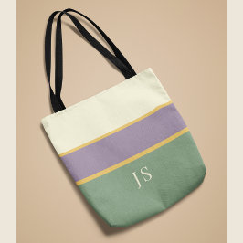Bolsa de mão elegante listrada com monograma perso