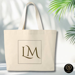 Bolsa de mão em algodão com monograma minimalista 