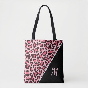 Bolsa de mão estampada com onça rosa, bolsa de mon