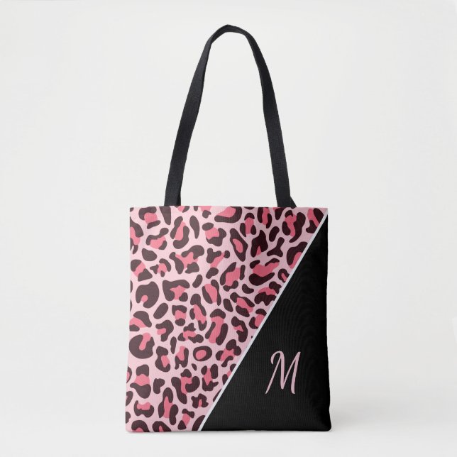 Bolsa de mão estampada com onça rosa, bolsa de mon (Frente)