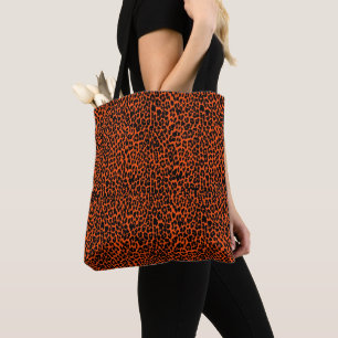 Bolsa de mão estampada com pele de leopardo laranj