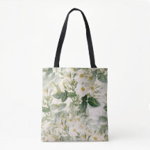 Bolsa de mão estética botânica Vintage White Rose
