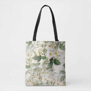 Bolsa de mão estética botânica Vintage White Rose