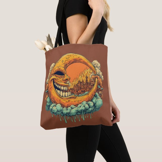 Bolsa de mão estilo tatuagem lua surrealista (Close Up)