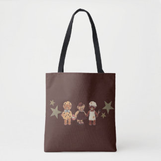 Bolsa de mão Família de Urso Fofa | Lona Marrom Es