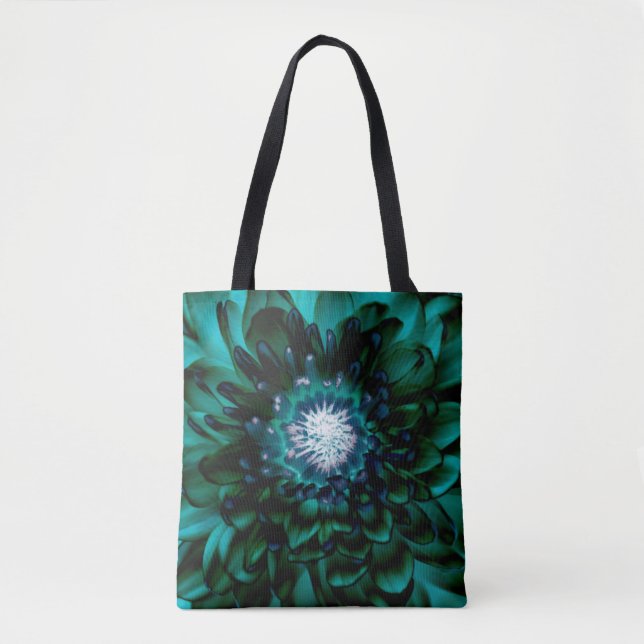 Bolsa de mão flor azul aqua profunda (Frente)