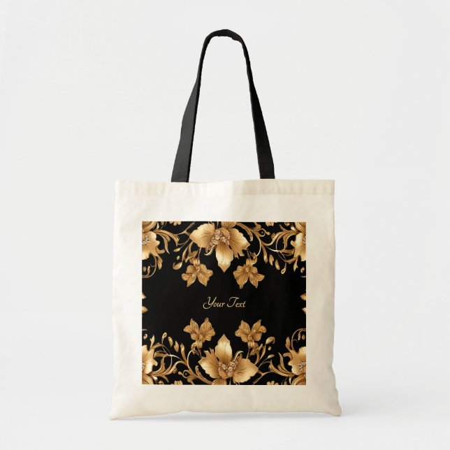 Bolsa de mão floral dourada (Frente)
